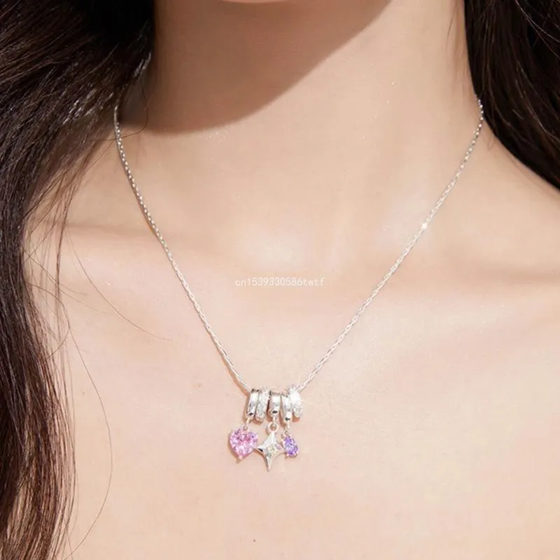 Colliers pendentifs Collier délicat Étoile Coeur Bijoux Ras du cou Chaîne épaisse Y2K Clavicule Femmes Fille Anniversaire Dropship_voghion.com