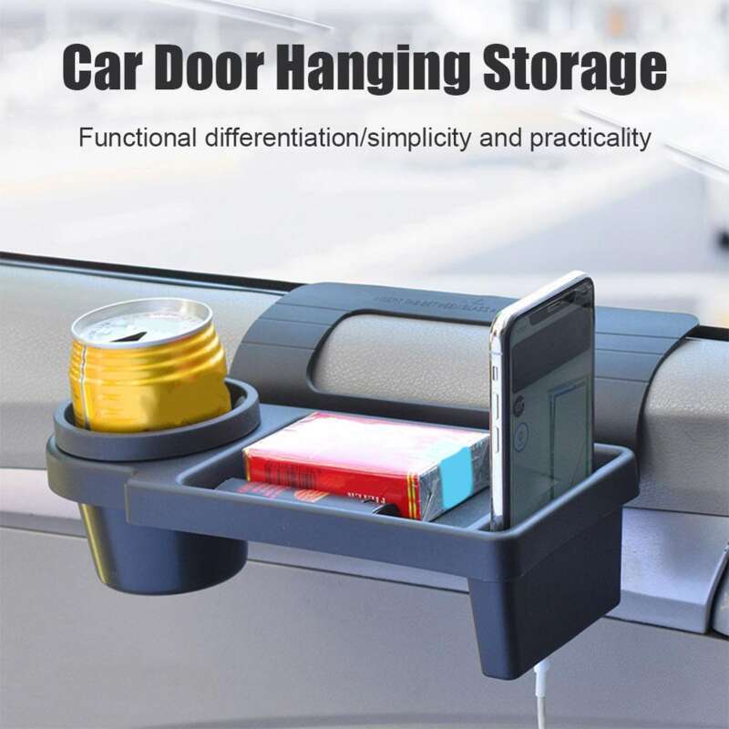 Boîte de rangement multifonctionnelle pour téléphone portable à suspendre à la porte de voiture, porte-gobelet d'eau_voghion.com