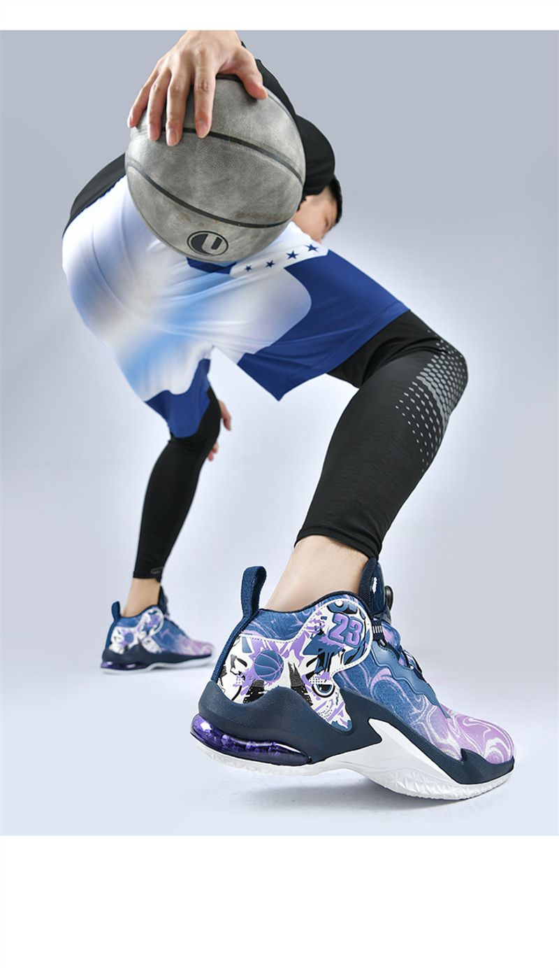 Neue High-Top-Basketballschuhe Herren aus Mesh-Gewebe, atmungsaktive Sportschuhe, rutschfeste Drehknopfschuhe für_voghion.com