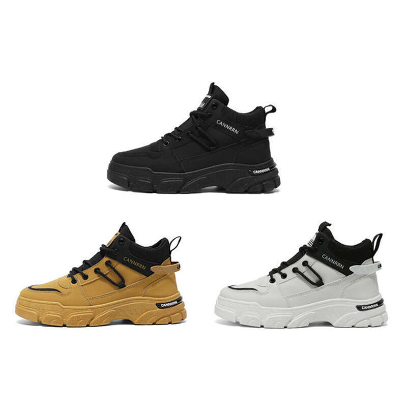 2024 Autumn New High Top Martin Men's Trendy Versatile Construction Work Clothes Shoes Anti Slip Short Boots_voghion.com
