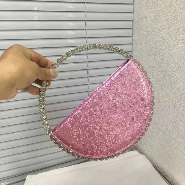 Designer Lantejoulas Noite Clutch Bolsa Festa de Casamento Mulheres Bg Bolsa Metal Anel Alça Cristal Rhie Dia Bolsa_voghion.com