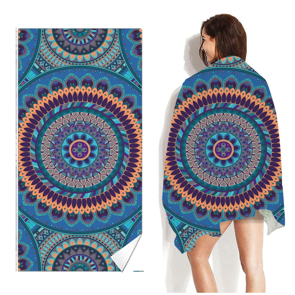 Serviette de plage imprimée style bohème pour bain et plage_voghion.com