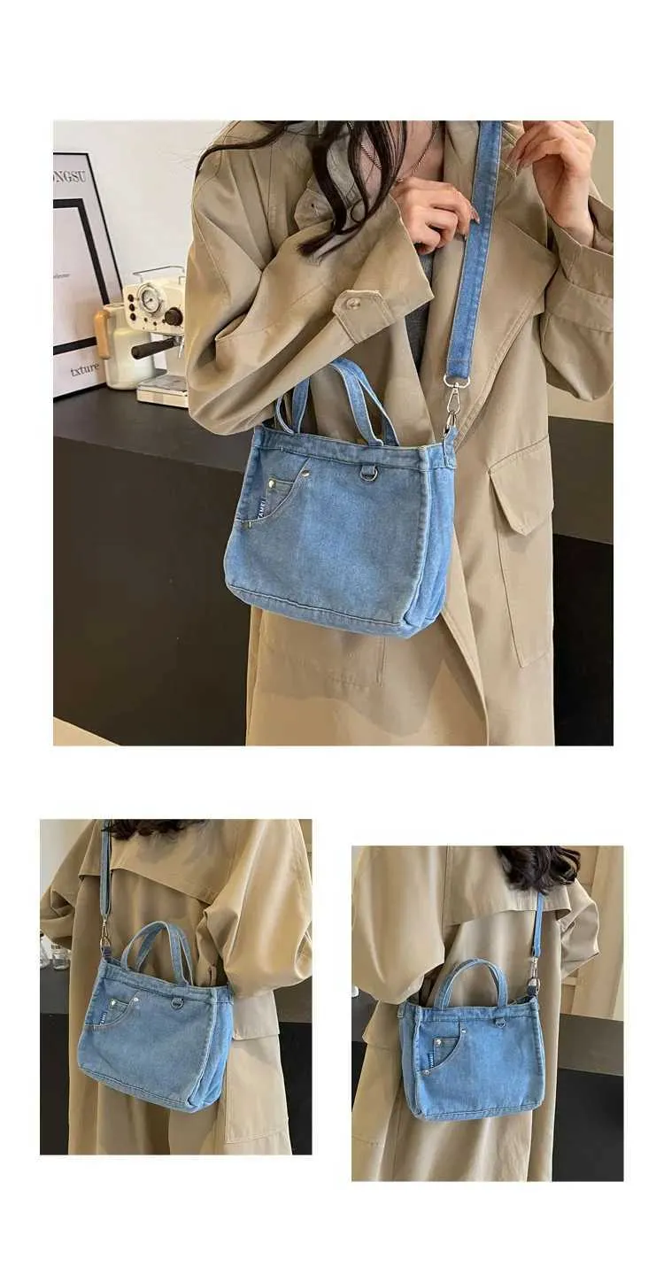 Borsa a tracolla in denim da donna grande borsa a spalla moda_voghion.com