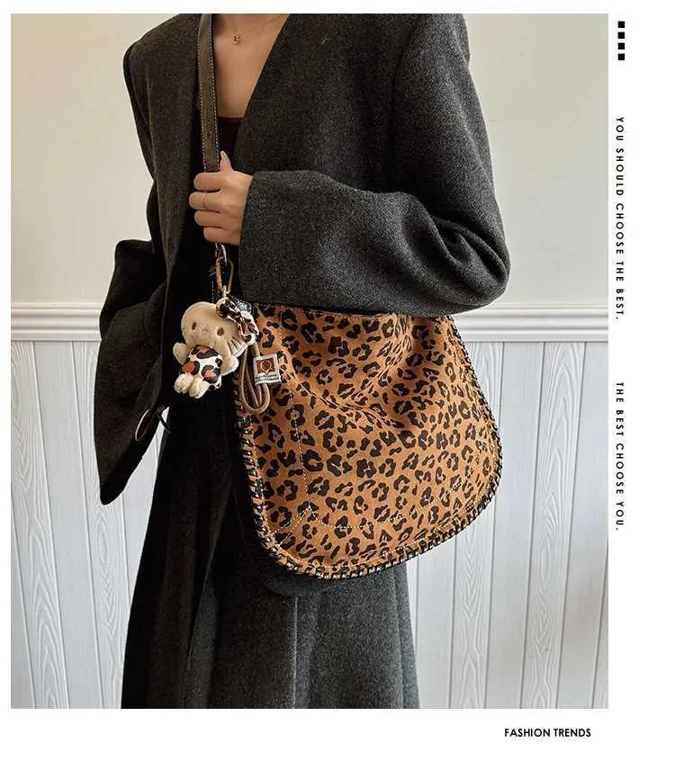 Leopard Print Shoulder Bag For Women Versatile Casual Daily Handbag_voghion.com