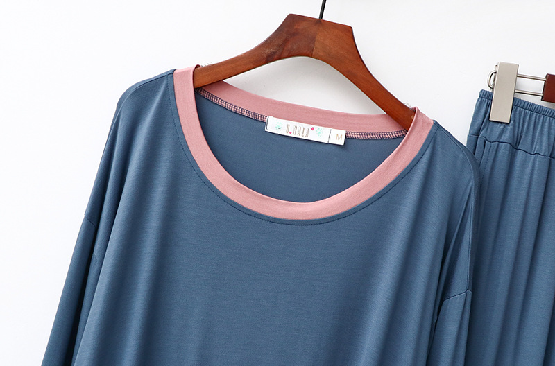 Vêtements pour femmes Pyjamas nouveau printemps et automne modal col rond manches longues ample pantalon large costume de loisirs vêtements de maison deux pièces pour femmes_voghion.com