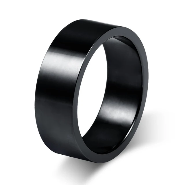 2025 Neuheiten QianBei 8mm Klassisch Breit Chunky für Männer Gold Silber Farbe Schwarz Edelstahl Männlichen Ring Allianz Hochzeit Schmuck_voghion.com