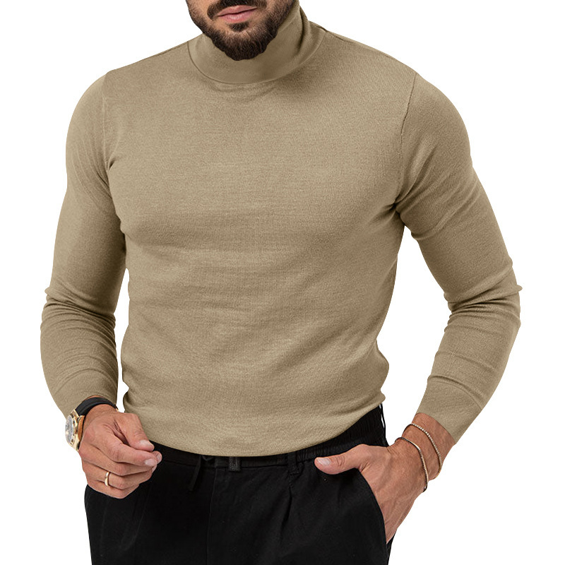 Underla camiseta de manga comprida para homens outono e inverno nova marca de moda jovem versátil simples gola alta_voghion.com