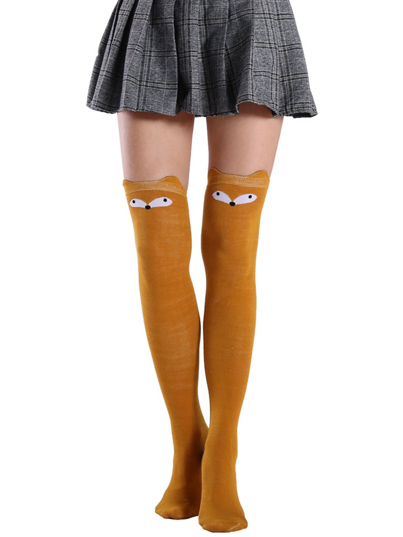 Calzini lunghi da donna sopra il ginocchio a righe colorate in bianco e nero per feste, per cosplay, anime, Natale e Halloween, a forma di gatto_voghion.com
