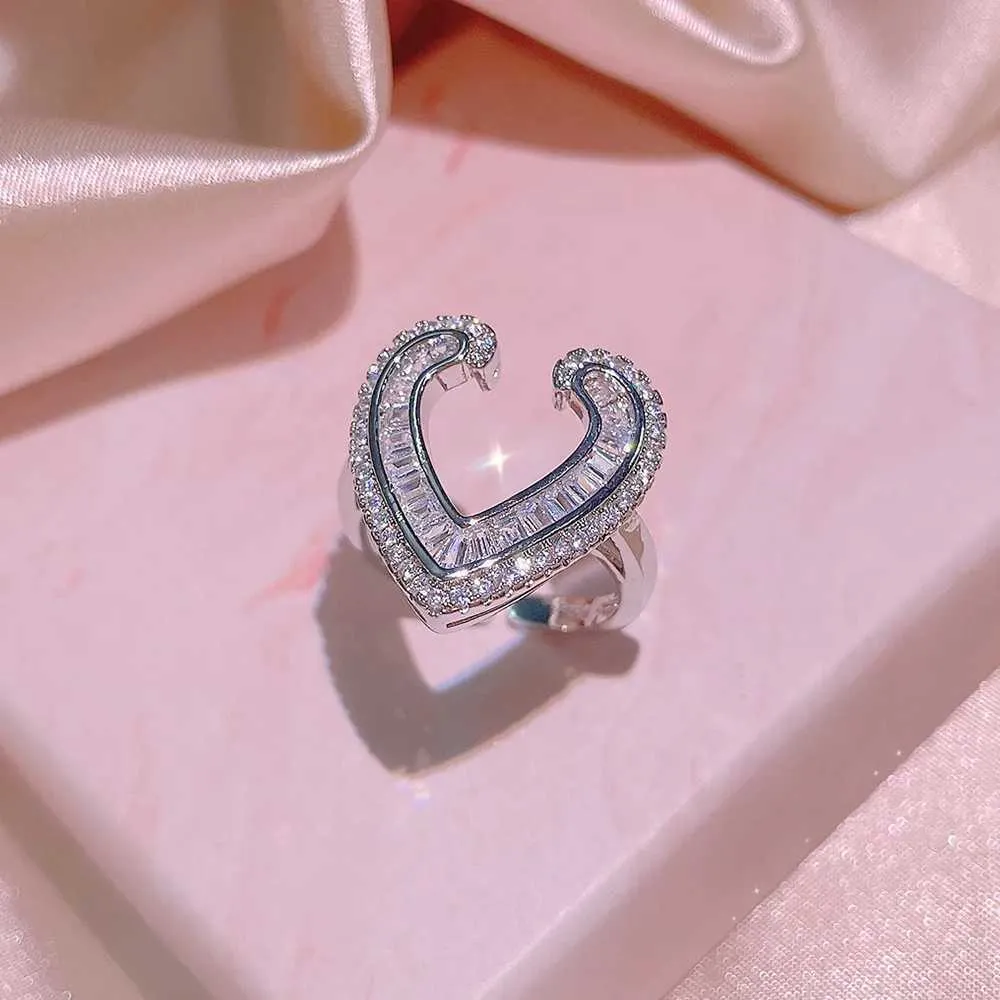 Hochzeitsschmuck-Sets 3-teilig Sterling Silber Herzschliff Zirkon Verlobungsring Ohrringe Anhänger Damen Party Geburtstagsgeschenk_voghion.com