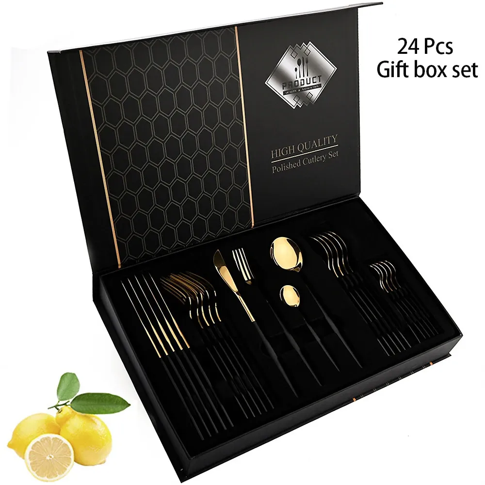 24-Pc Cutlery Set - Mirror Finish|Gift Box|EU Food Safe_voghion.com
