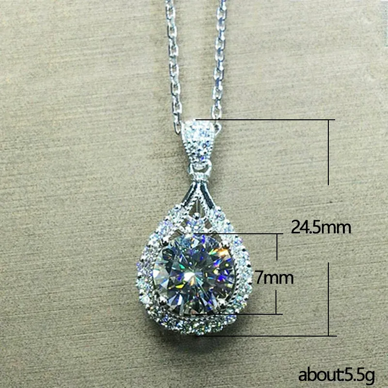 Collier élégant pour femme avec pendentif en forme de larme, couleur argent, magnifique bijou de mariage pour femme, anniversaire_voghion.com