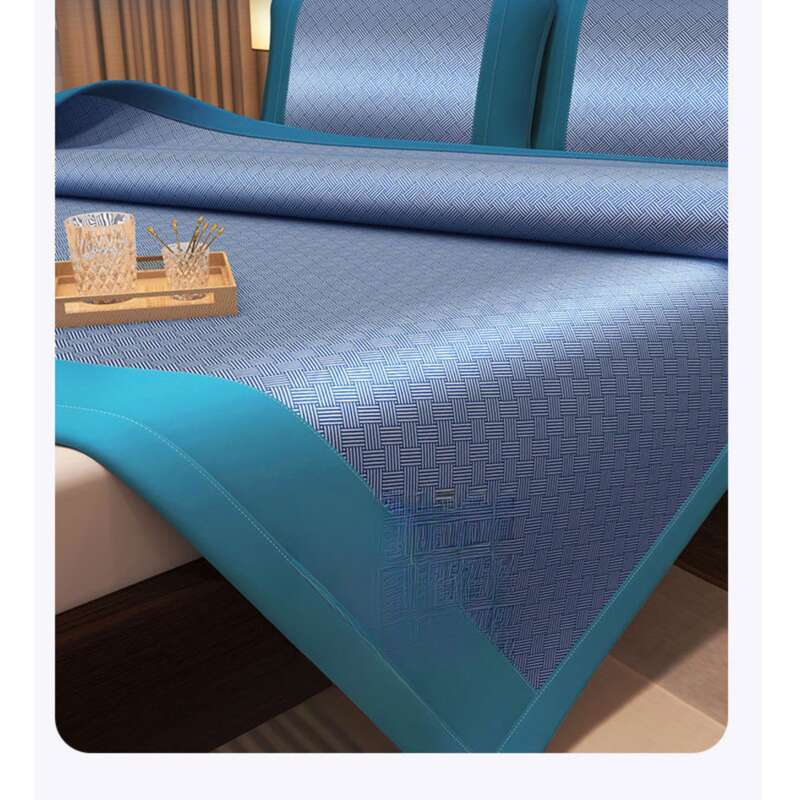 Summer Mugwort Ice Silk Cool Three-piece Set, Machine Washable And Washable, Student Dormitory Single Rattan Mat, Breathable_voghion.com