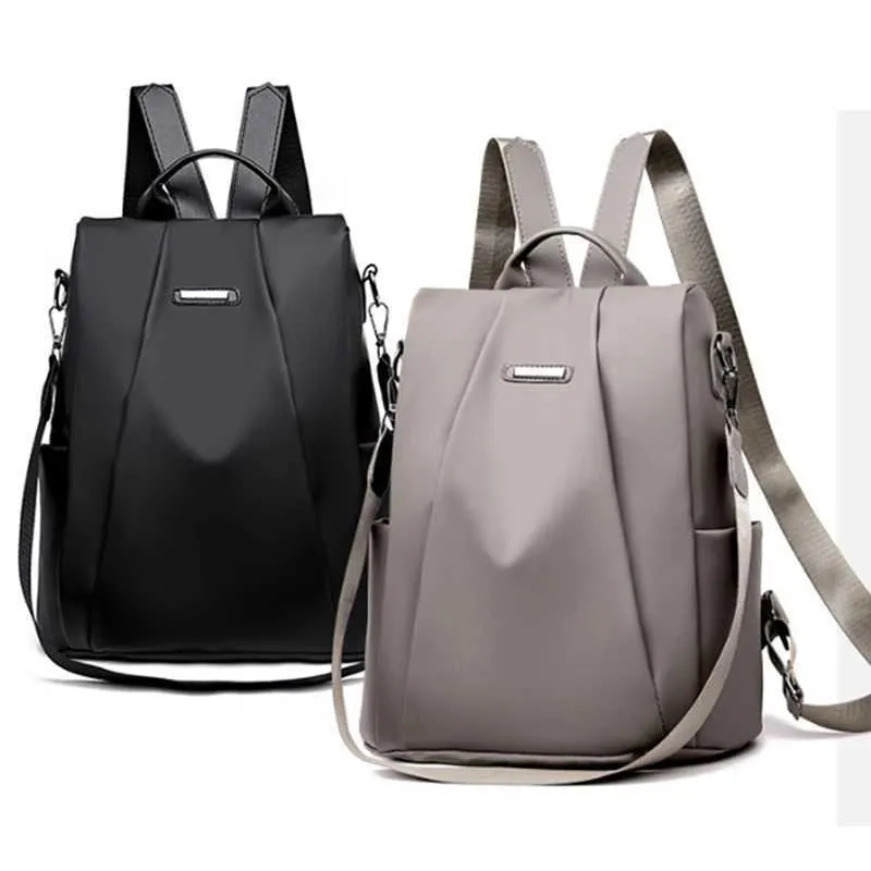 Zaino da donna casual in nylon tinta unita scuola borsa a tracolla singola moda femminile tracolla staccabile grande capacità_voghion.com