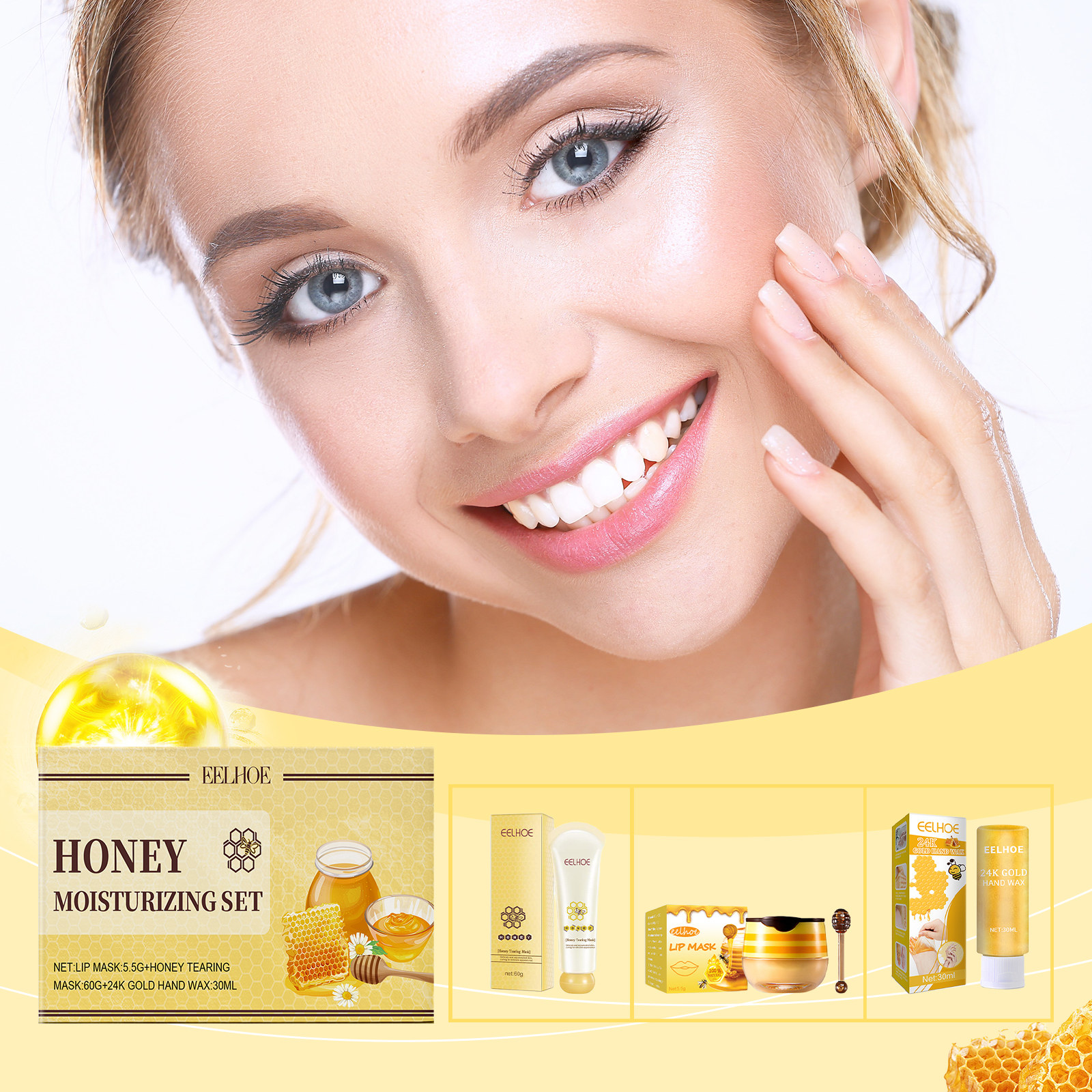 EELHOE Set exfoliant hidratant pentru piele cu miere Set hidratant exfoliant delicat pentru curățarea pielii_voghion.com