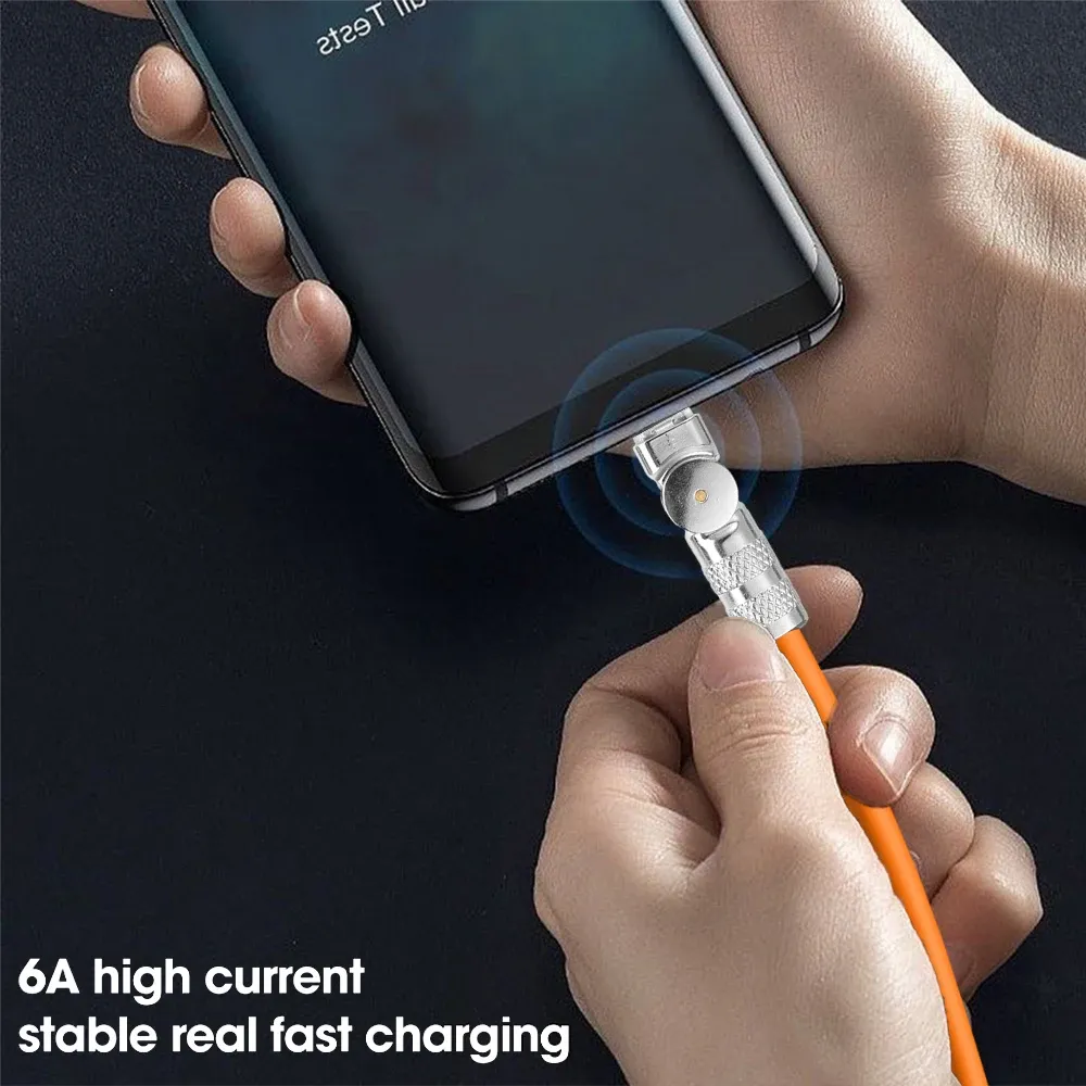 Typ C-Mobiltelefonkabel 6A 120W Superschnellladegerät Micro-USB-Datenkabel 180 Grad drehbar mit leichtem Bruchschutz_voghion.com
