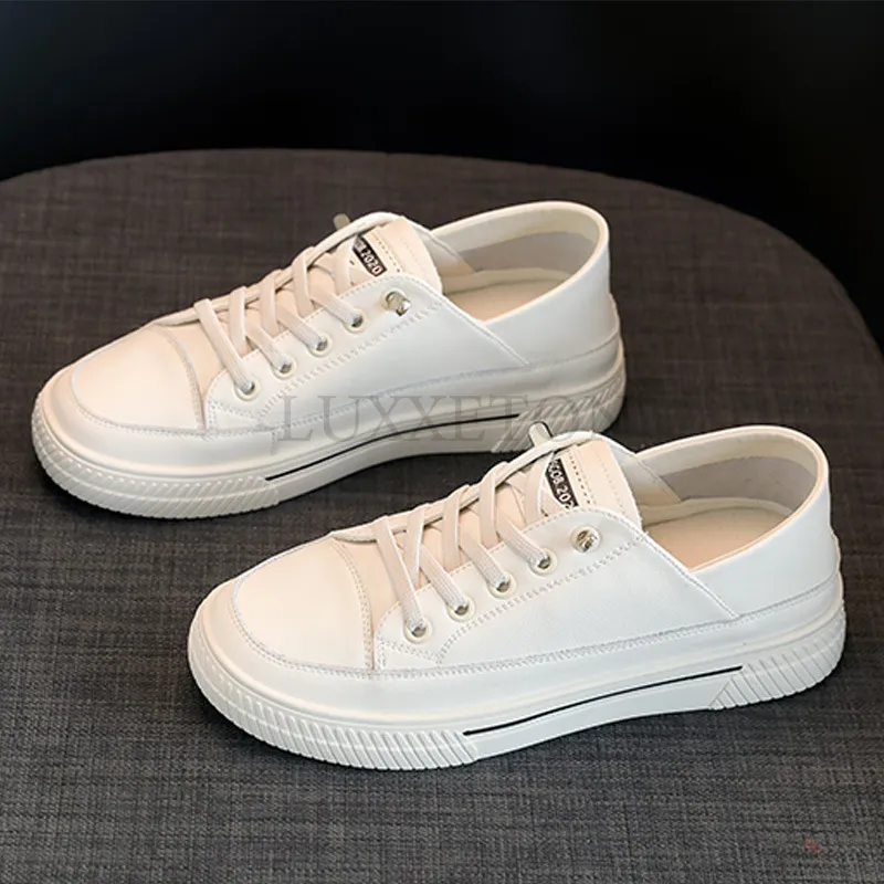 Genuine Leather Flat Bottomed Lightweight Small White With Mesh For Breathability Comfort Casual Board Shoes_voghion.com