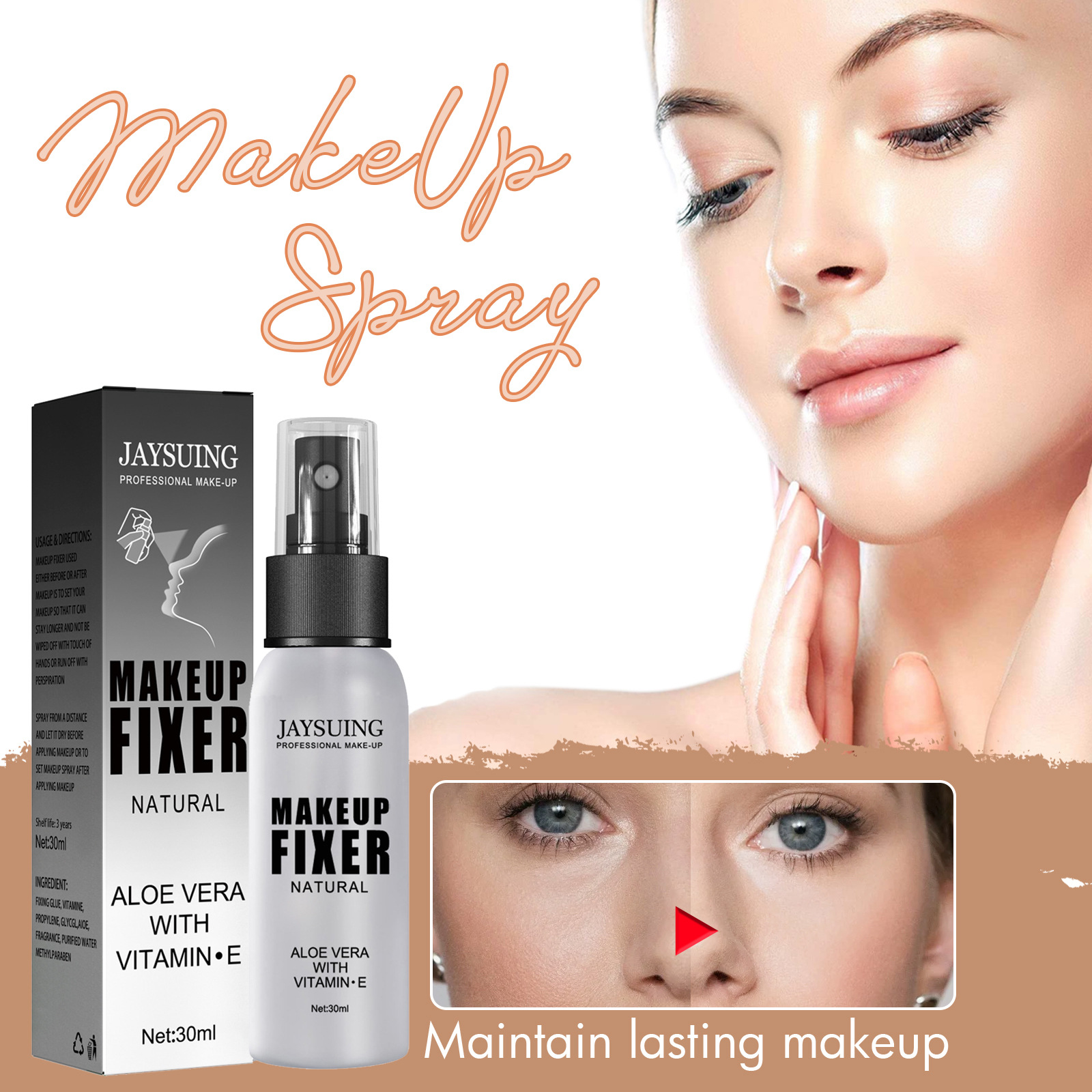 Jayswing wasserfestes, langanhaltendes Make-up-Fixierungsspray mit natürlichem Nebel und erfrischendem Effekt_voghion.com