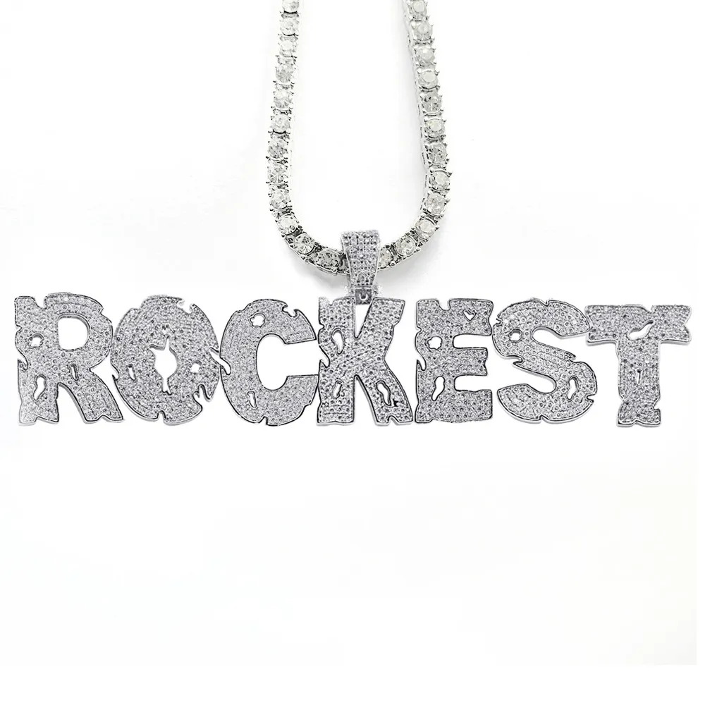 New personalized Diamond A-Z Initial Letter Custom Name Pendant Necklace Iced Out CZ Gold Plated Hiphop DIY Jewelry for_voghion.com