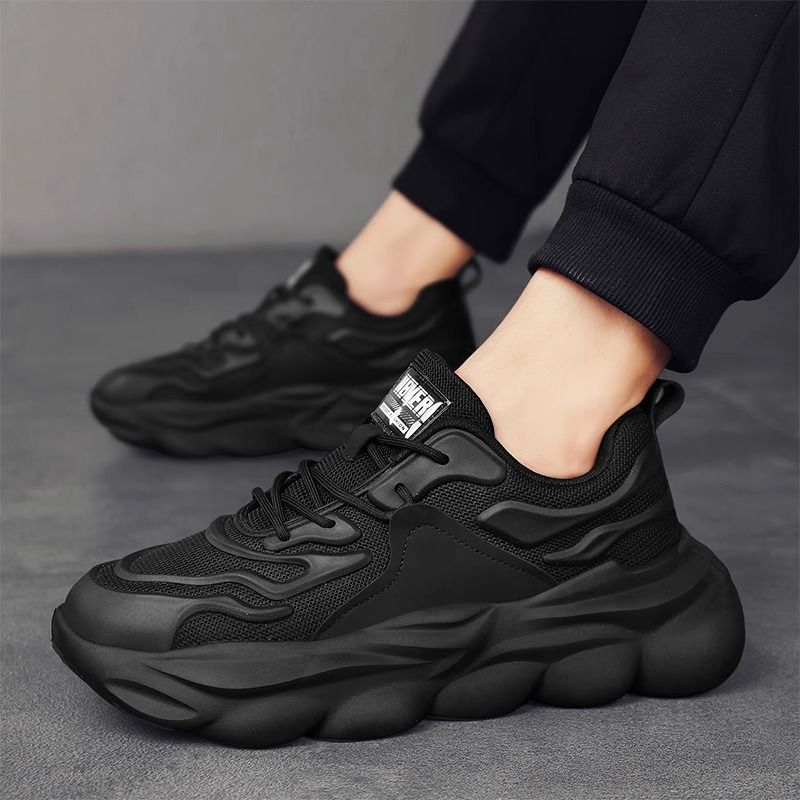 Pantofi sport negri casual noi pentru bărbați, alergare, înălțime mare, Daddy_voghion.com