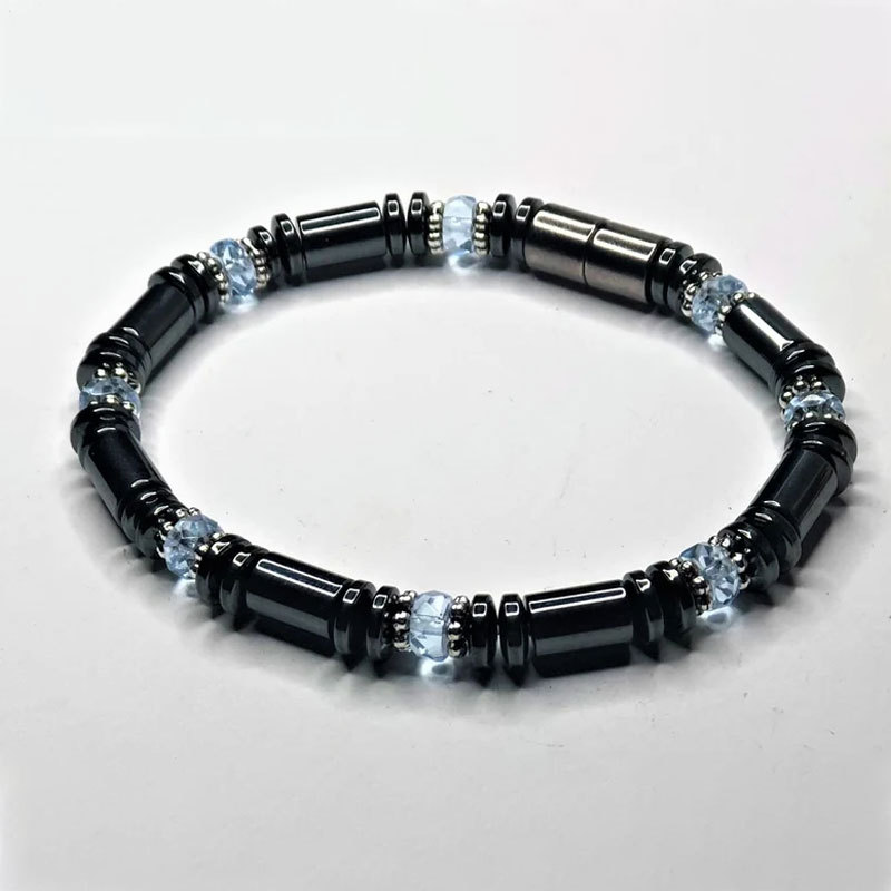 gallstone Magnetic Magnet Simple Beaded Elastic Bracelet Black Beads Magnetic Therapy Hand Jewelry_voghion.com