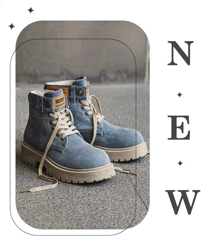 Botas de cowboy masculinas de alta qualidade, estilo britânico, com cadarço, bico redondo, cano curto, para uso casual ao ar livre (código 240930)._voghion.com