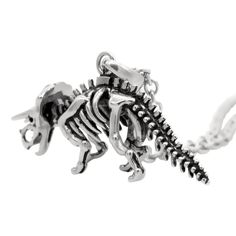 Chaînes Tendance Ligne Créative Pendentif Crâne De Dinosaure Gothique Hommes Et Femmes Bijoux De Mode Collier Rétro Hip Hop_voghion.com