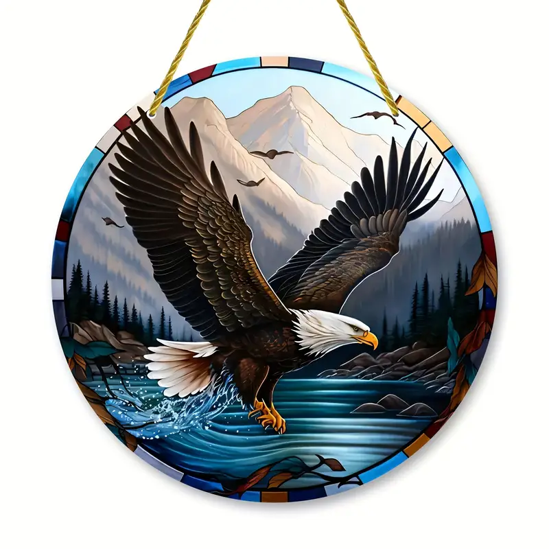 8" Weißkopfseeadler-Sonnenfänger - Buntes, rundes Acryl. Perfekte Sommerdekoration für Fenster/Veranda/Wand. Toller Kranz als Mittelstück oder Heimdekoration._voghion.com
