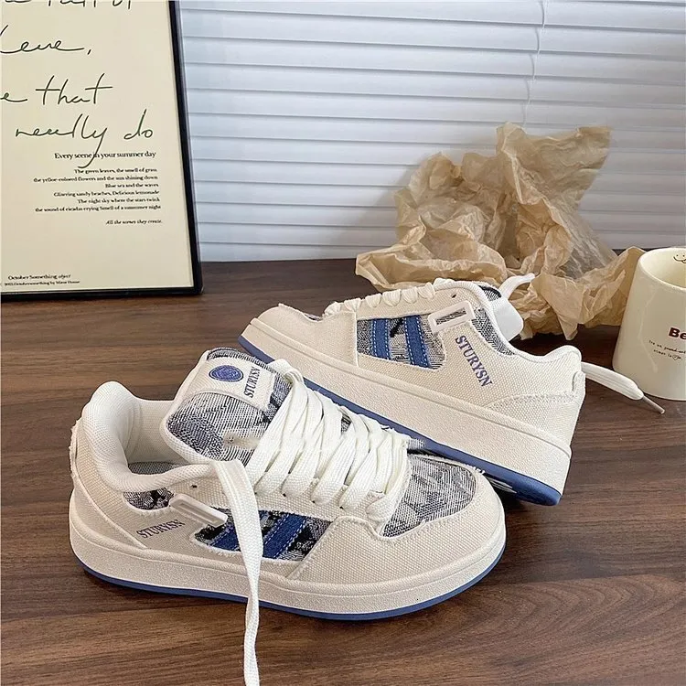 Denim Design, Bread Shoes, Women's Instagram Trend, 2024 Autumn New Versatile Casual Board Shoes_voghion.com