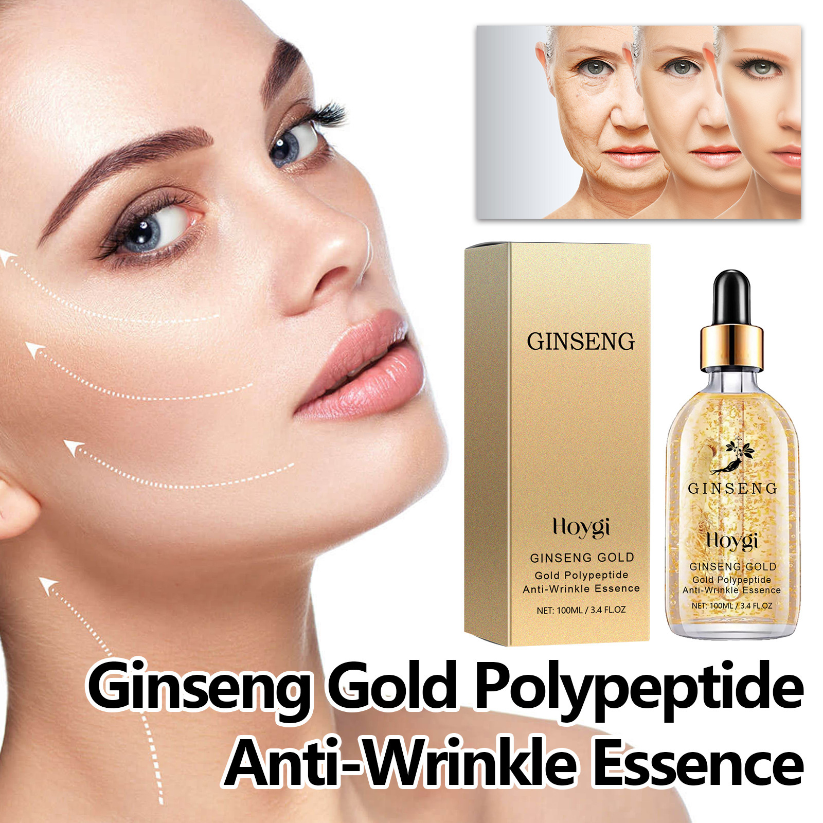Hoygi ginseng polypeptide anti wrinkle essence, lasting moisturizing, improving dull wrinkles, softening and_voghion.com