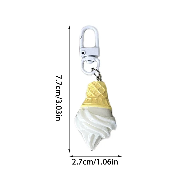 Cartoon süße Eistüte Anhänger Schlüsselanhänger Kawaii lustige simulierte Lebensmittel Schlüsselanhänger Spielzeug neue Geschenke_voghion.com