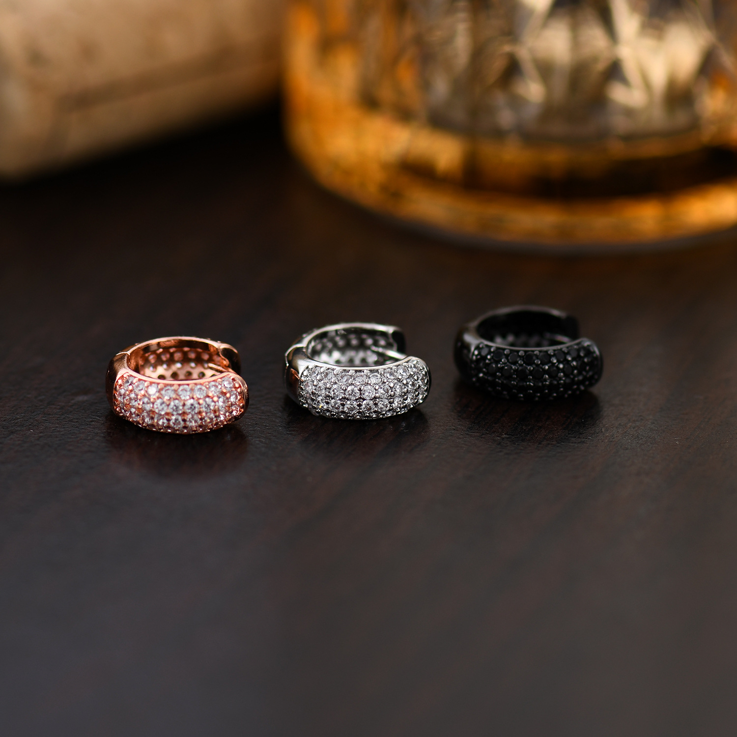 Hot selling Hip Hop Bubble Zircon Round Business Men's Punk Premium Earrings_voghion.com