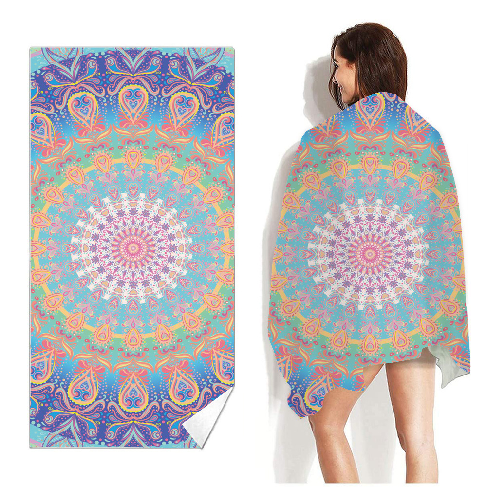 Serviette de plage imprimée style bohème pour bain et plage_voghion.com