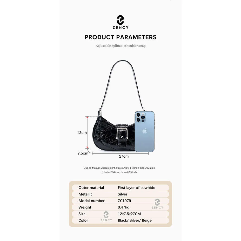 Zency Stilvolle Handtasche aus Ölwachsleder für Damen und Mädchen, modische Schulter-/Unterarmtasche, Beige, Taschen, verstellbarer Riemen_voghion.com