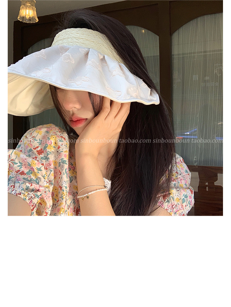 Women's Wide Brim Sun Visor Hat With Uv Protection For Summer_voghion.com