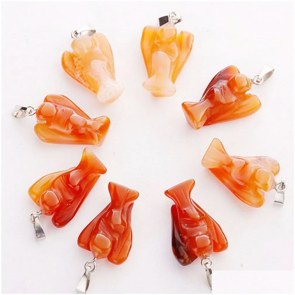 Halsketten-Anhänger, Engel-Anhänger aus Naturstein, schöne Farbmischung, Kristallanhänger, 15 x 20 mm, DIY-Schmuckherstellung für Frauen_voghion.com