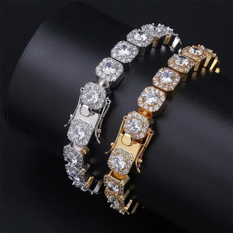 10mm Herre Hip Hop Iced Out CZ Kubisk Zirkon Guld Tenniskæde Halskæde Personlig Bg Rapper Armbånd Kæder Smykker_voghion.com