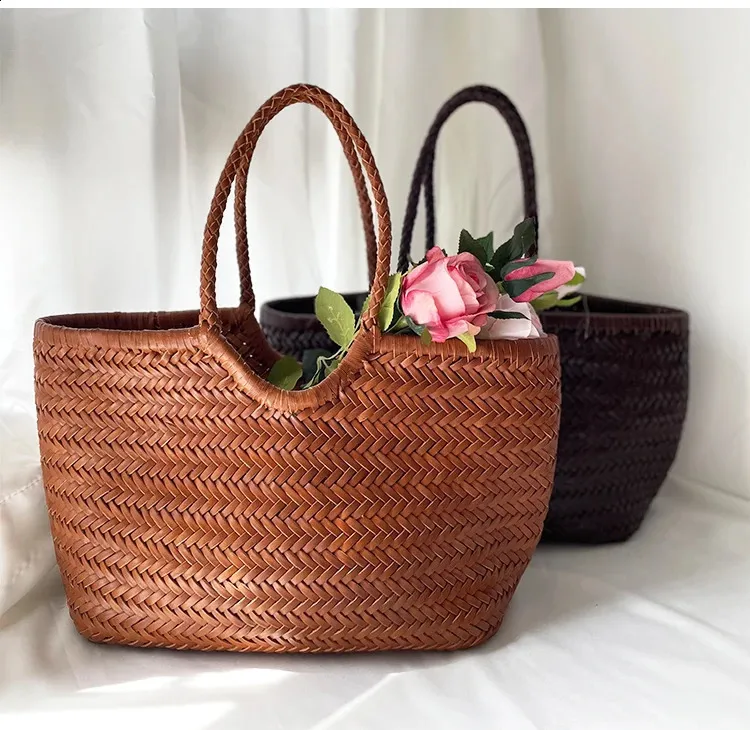 Geflochtene Ledertasche Damen Handtasche Aus Echtem Rindsleder_voghion.com