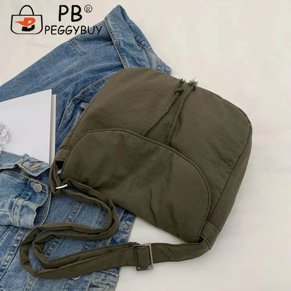 Sac messager unisexe à fermeture éclair et cordon de serrage, sacoche décontractée, élégante, sangle réglable, grande capacité, pour homme et femme_voghion.com