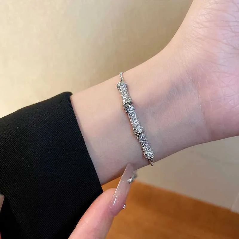 Rhinestone Crystal Bracelet Bamboo Joint Bangle For Wedding Jewelry_voghion.com