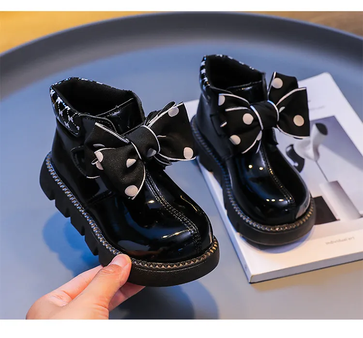 Cizme de piele pentru fete, cu platformă și bowknot, pentru copii mici, cu talpă moale și scurtă, pentru copii, Cutefeet_voghion.com