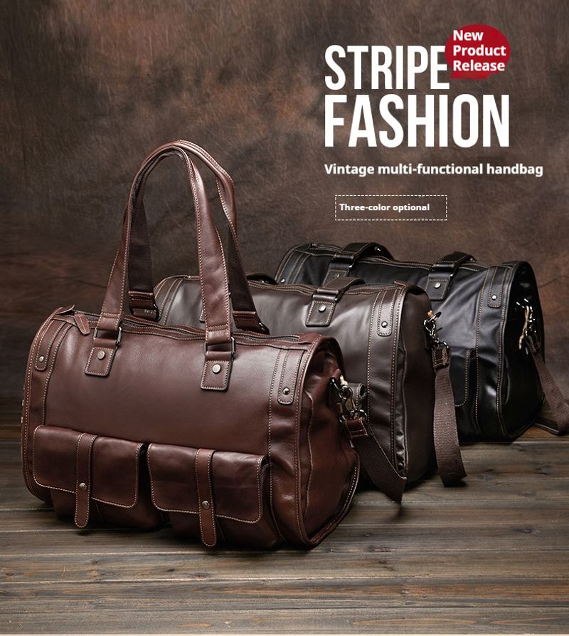 Reisetaschen Leder Herren und Damen großem Fassungsvermögen, Handtaschen aus Rindsleder mit Aufbewahrung für eine_voghion.com
