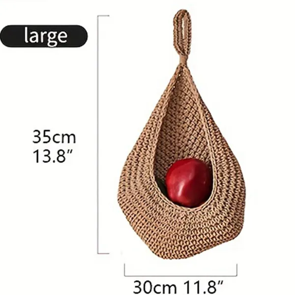 Xemussa 1pc Kitchen Tear Drop Basket, Hand Woven Fruit Basket Bohemian Wall Mounted Storage Food Basket, Suitable For Fruits, Vegetables, Potatoes,_voghion.com