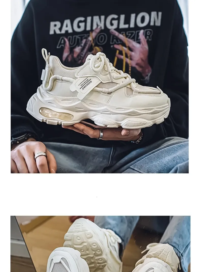 Chunky Platform Running Shoes For Men Anti Slip Breathable Casual_voghion.com