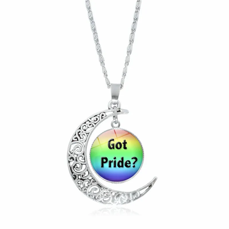 Rainbow Pride Moon Pendant Necklace For Women And Men Jewelry_voghion.com