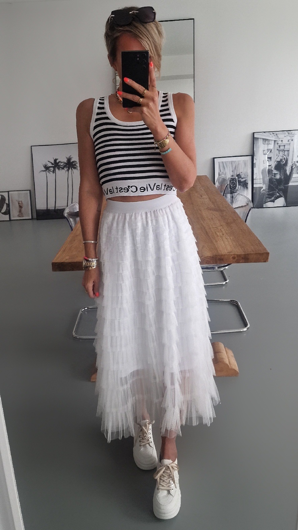 Women's new mesh skirt patchwork cake skirt_voghion.com
