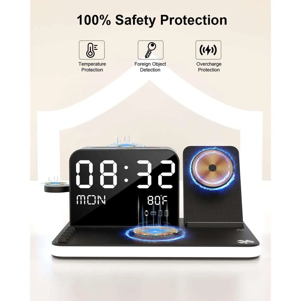 DHGadgets 7 In 1 Wireless Charging Station, Fast Charger Station With Dual IPhone, Bluetooth TimeSync, Night Light,33W_voghion.com