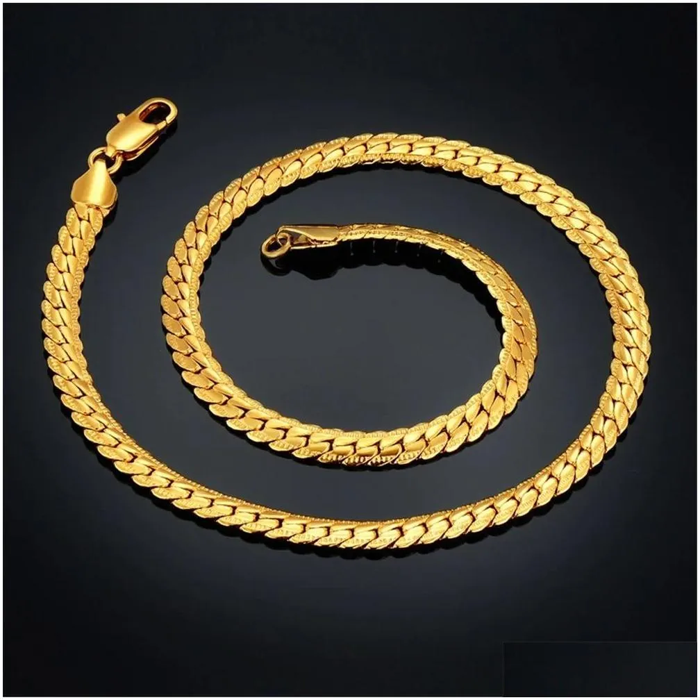Catena a serpente piatta antica 4/7 mm 14 carati oro giallo girocollo lunghe catene per donne uomini consegna a domicilio gioielli collana Dhy5W_voghion.com