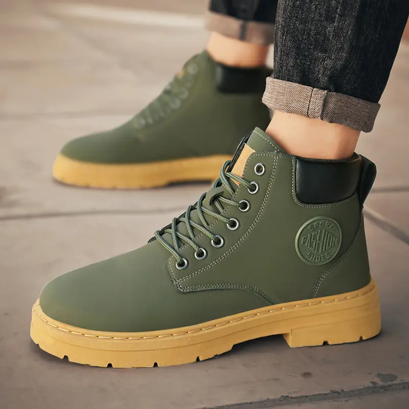 Non-slip Men's Combat Boots Casual Outdoor Platform Shoes_voghion.com