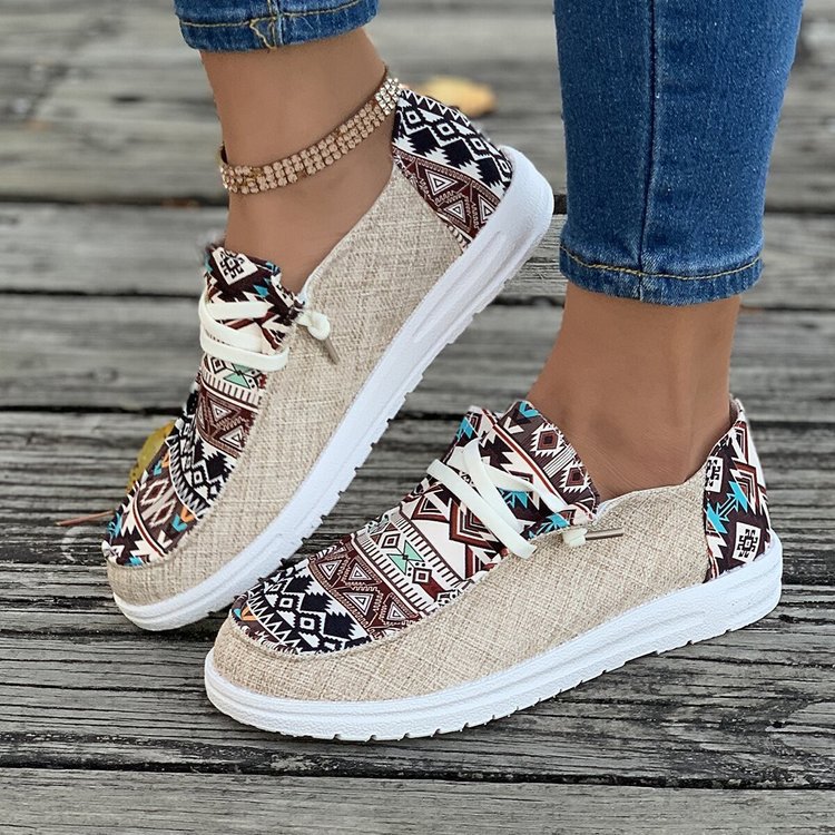 2025 Large Ethnic Style Seri Flat Bottom Casual Women's Spring And Autumn New Breathable Soft Sole Lazy Deep Mouth_voghion.com