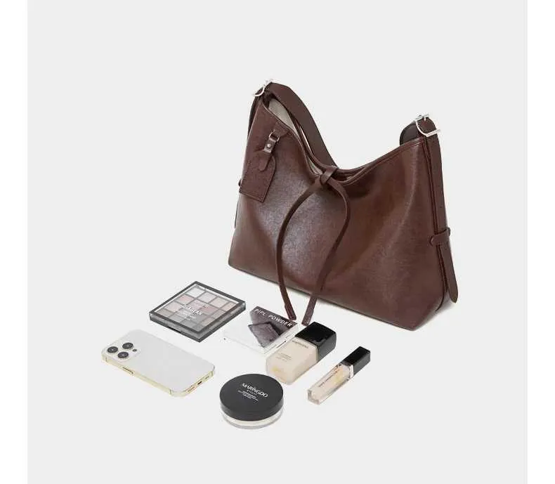 Toptrends Vintage Vera Pelle Grande Sottobraccio Borse a Tracolla per Donna 2024 Designer Semplice Donna Tote Hobo Signore_voghion.com